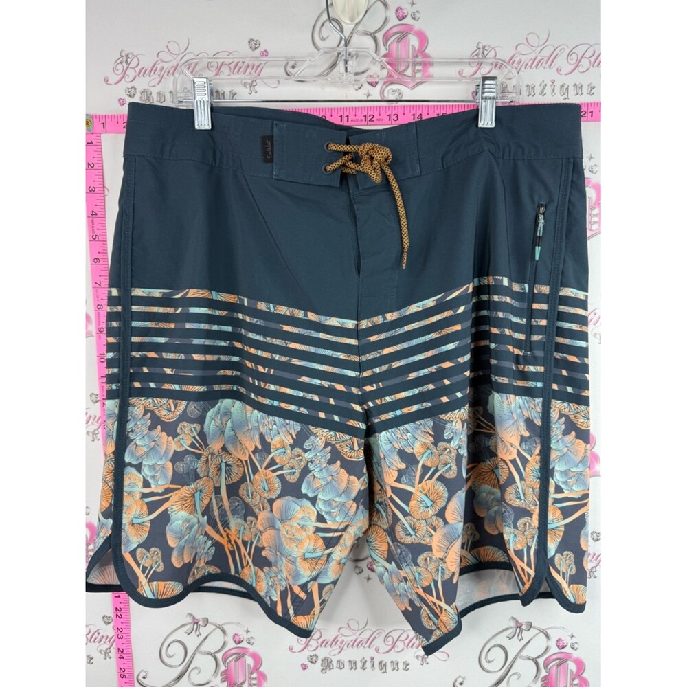 Far west swim board shorts mushroom Men's Floral Stripe Board Shorts - Navy